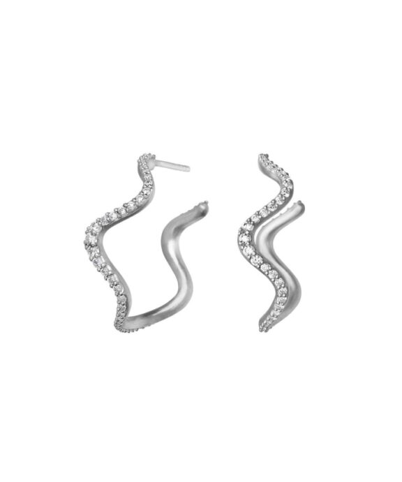 BYBIEHL ØRERINGE SØLV WAVE MED ZIRKONIA - 4-3702A-R