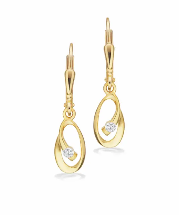 SCROUPLES ØRERINGE 8 KARATS GULD MED ZIRKONIA - 123413