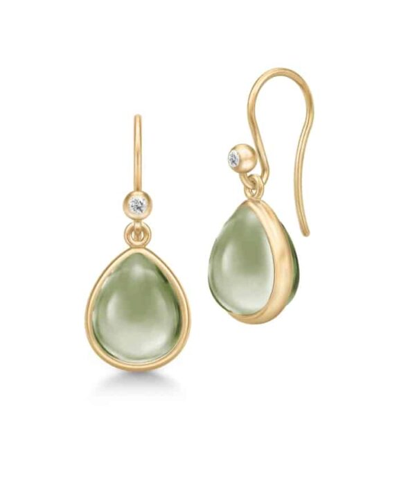 JULIE SANDLAU PALOMA ØRERINGE FORGYLDT SØLV MED GRØN KRYSTAL - HKS631GDOLCRCZ