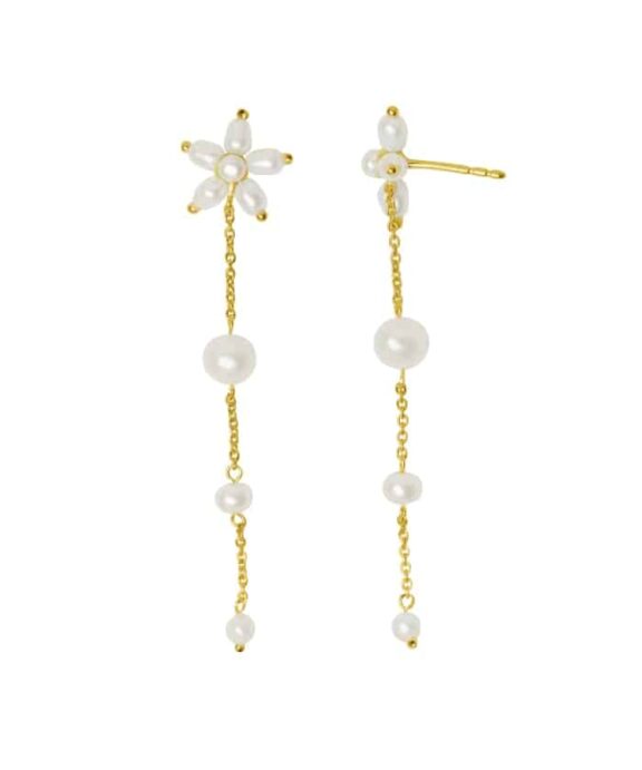 BYBIEHL ØRERINGE SØLV FORGYLDT PEARL SIGNATURE LONG - 4-040WP-GP