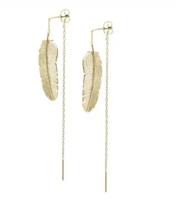 HEIRING ØRERINGE SØLV FORGYLDT MEDIUM FJER - 51-5-98OH-KA-FG