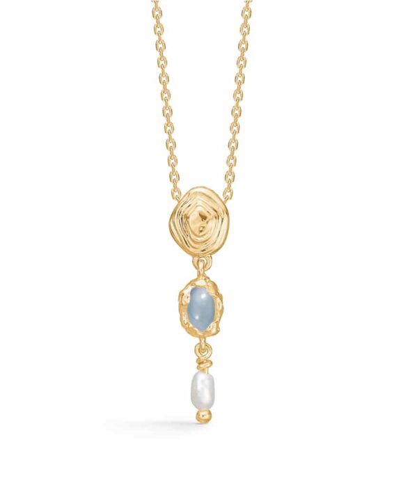 STUDIO Z SHELL SØLV FORGYLDT HALSKÆDE MED PERL - 7227858