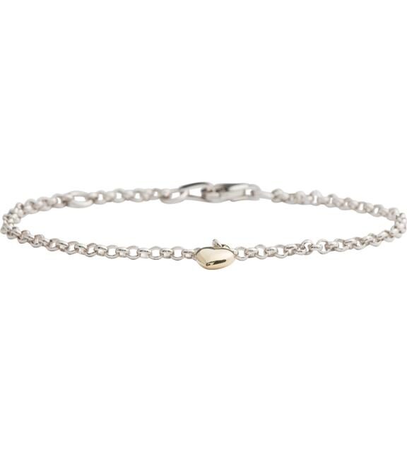 NOA KIDS BØRNEARMBÅND SØLV MED 8 KARAT GULD HJERTE - 882 502 9
