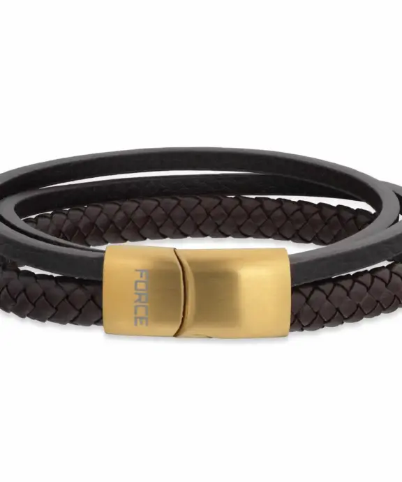 SCROUPLES FORCE ARMBÅND LÆDER BRUN 21 CM MED 3 RÆKKER - 03681A,M