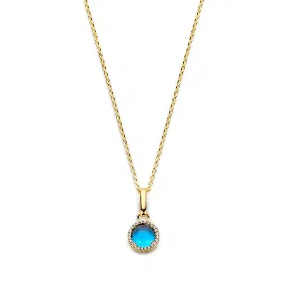 SPIRIT ICONS EUPHORIA HALSKÆDE SØLV FORGYLDT BLÅ AGAT ZIRKONIA - 11122-45