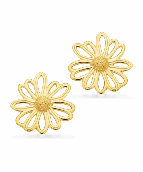 SCROUPLES ØRERINGE SØLV FORGYLDT BLOMST - 161352