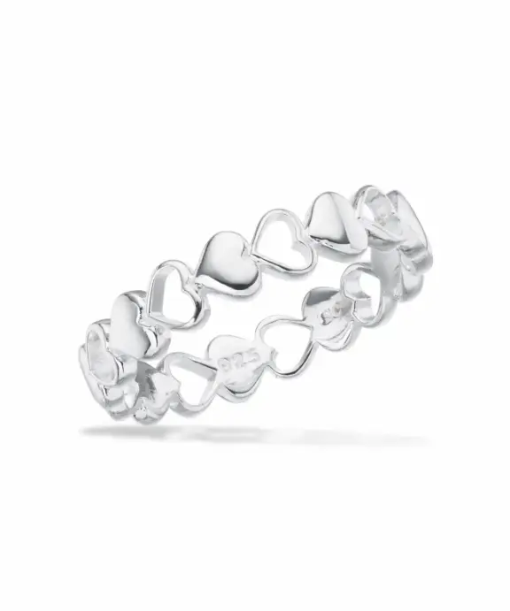 SCROUPLES RING BØRN/VOKSNE SØLV HJERTER - 729212