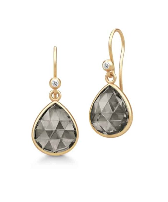 JULIE SANDLAU LEA ØRERINGE FORGYLDT SØLV MED SMOKEY KRYSTAL - HKS749GDSMCRCZ