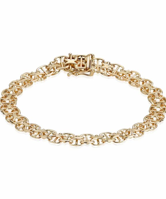 BNH 14 KARAT GULD ARMBÅND X MED STAV 6,5 MM BRED 18 CM - XM14080218K