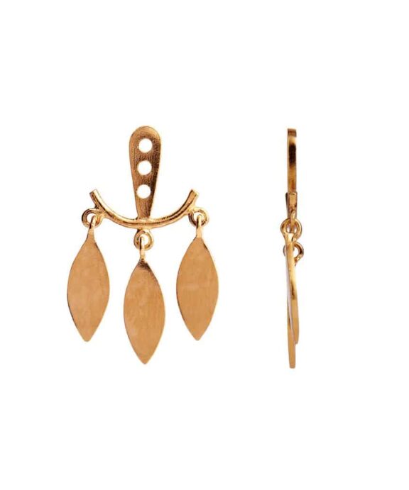 STINE A THREE LEAVES BEHIND ØRERING SØLV FORGYLDT  - 1158-02-S