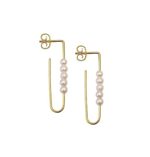 HEIRING ØRERINGE MED 5 PERLER I FORGYLDT SØLV - 29-9-74FG