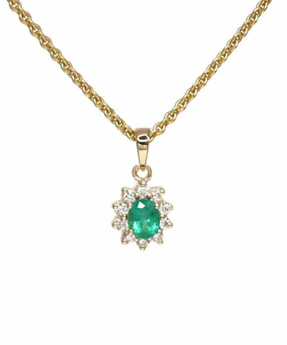 CHRISTOFFERSEN JEWELLERY ROSET VEDHÆNG 14 KARAT GULD MED SMARAGD OG BRILLANTER - 4070256G-SM