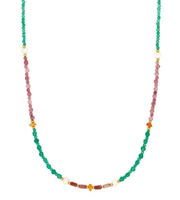 NORDAHL ANDERSEN HALSKÆDE SØLV FORGYLDT MED FARVEDE PERLER ICE52 - 20890375900