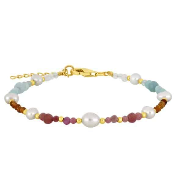 NORDAHL JEWELLERY ICE52 SØLV FORGYLDT ARMBÅND MED PERLER OG TURMALIN- 80890355900