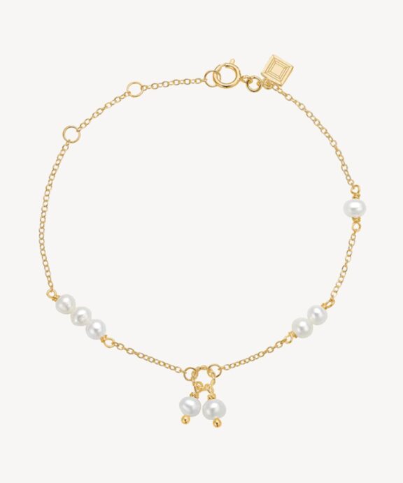 CARRÉ EIFFEL SØLV FORGYLDT ARRMBÅND MED PERLE - FB 4364 BI 16+1,5+1,5cm