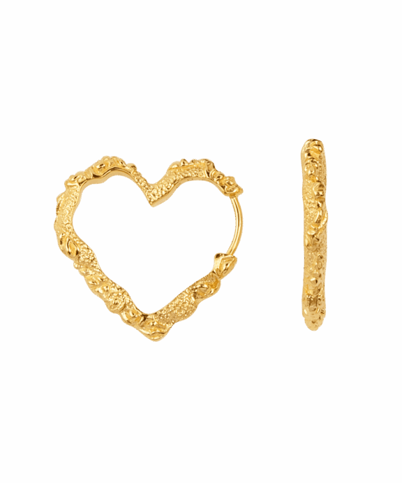 CAMILLE BRINCH HEART CRUSH HOOPS ØRERINGE FORGYLDT SØLV - HCRH-FG