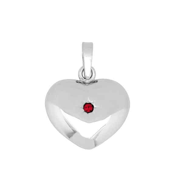 SIERSBØL VEDHÆNG SØLV HJERTE MED SYNTETISK RUBIN - 29160290915