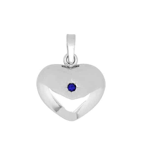 SIERSBØL HALSKÆDE SØLV HJERTE MED SAFIR - 29160290916