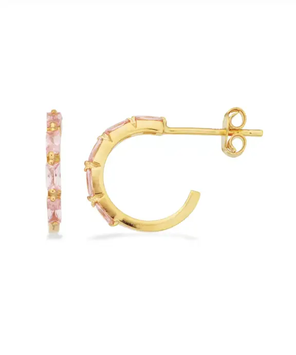 SCROUPLES ØRERINGE SØLV FORGYLDT MED ROSA ZIRKONIA - 161802