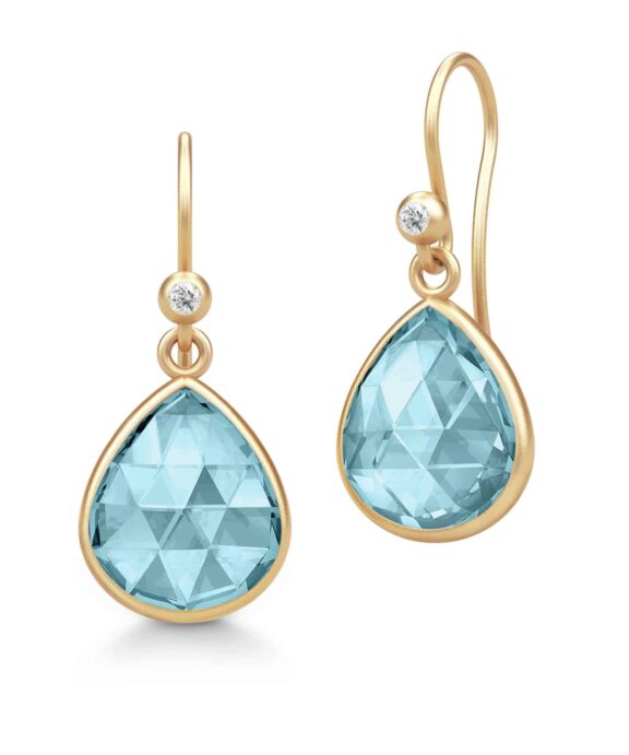 JULIE SANDLAU LEA ØRERINGE FORGYLDT SØLV MED AQUA BLUE KRYSTAL - HKS749GDAQBLUCRCZ