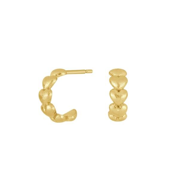 SIERSBØL ØRERINGE SØLV FORGYLDT CREOLER MED HJERTER - 30120985900