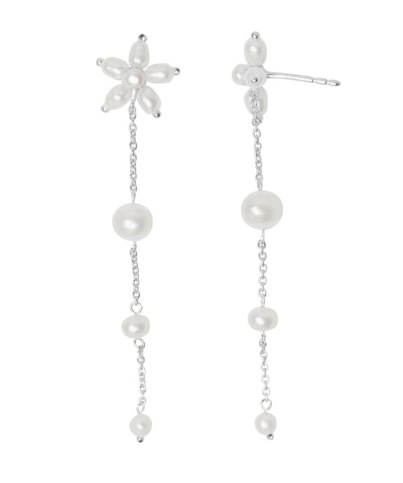 BYBIEHL PEARL SIGNATURE LONG ØRERINGE SØLV MED PERLER - 4-040WP-R