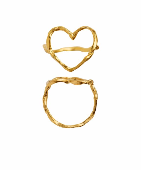 STINE A FUNKY HEART RING FORGYLDT SØLV - 4054-02