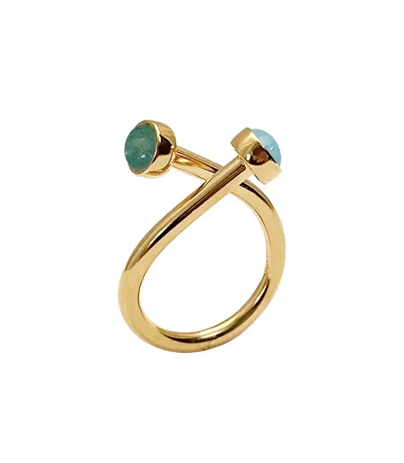 HEIRING HORIZON RING BLÅ MIX SØLV FORGYLDT - 53-6-30FG-1