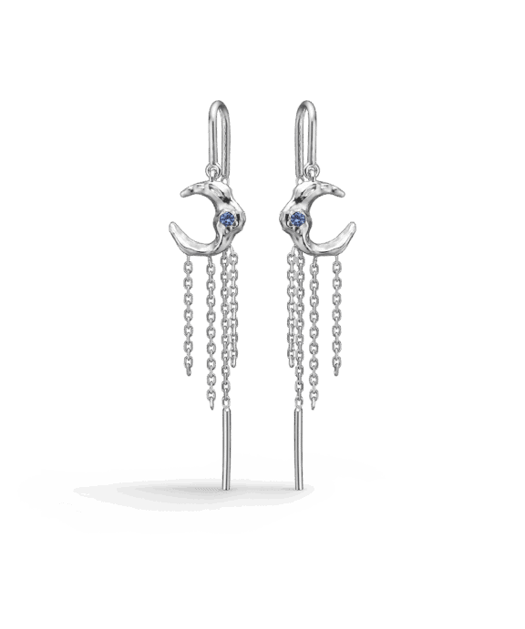 STUDIO Z LUNAR ØRERINGE SØLV MED BLÅ STEN - 7107881