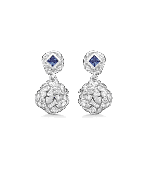 STUDIO Z UNTAMED ØRERINGE SØLV MED BLÅ STEN - 7117888