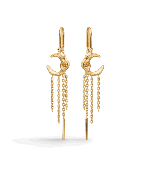 STUDIO Z LUNAR ØRERINGE FORGYLDT SØLV MED ORANGE STEN - 7207882