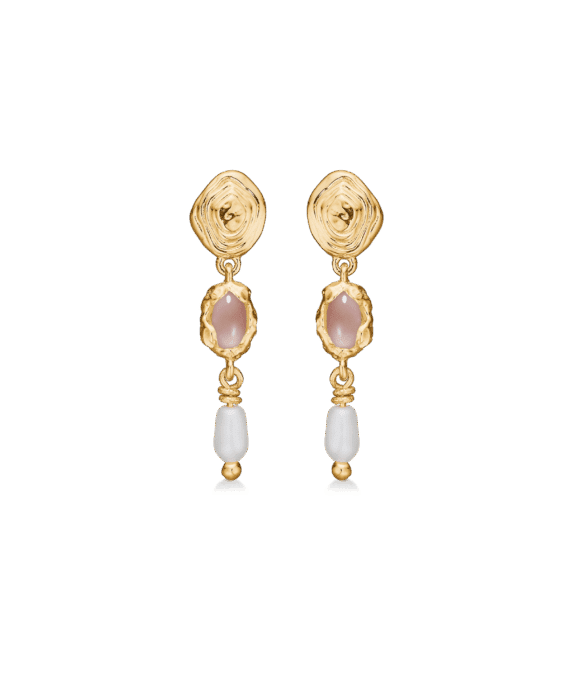 STUDIO Z SHELL ØRERINGE FORGYLDT SØLV MED PERLE - 7217879