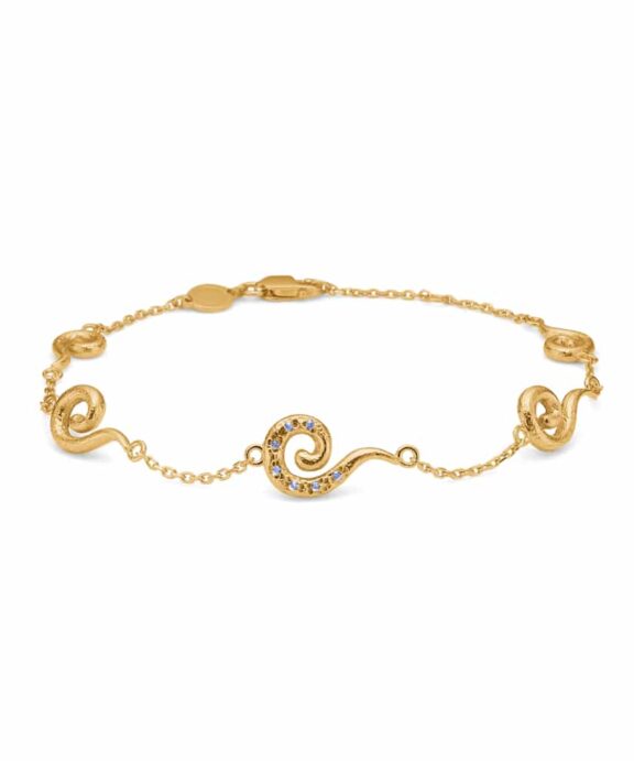 STUDIO Z CURIOS ARMBÅND FORGYLDT SØLV MED LYSEBLÅ STEN - 7257871