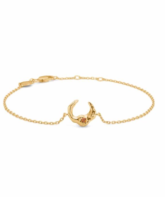 STUDIO Z LUNAR ARMBÅND FORGYLDT SØLV MED RAVFARVET STEN - 7257882