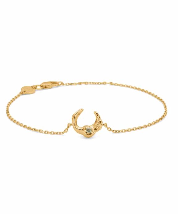 STUDIO Z LUNAR ARMBÅND FORGYLDT SØLV MED LYSEGRØN STEN - 7257883