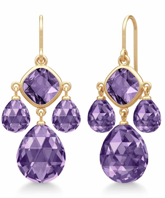 JULIE SANDLAU OLIVIA CHANDELIER ØRERINGE FORGYLDT SØLV MED AMETYST KRYSTAL - HKS777GDATCR