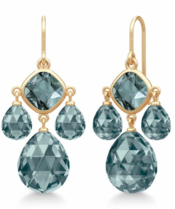 JULIE SANDLAU OLIVIA CHANDELIER FORGYLDT SØLV MED MIDNATSBLÅ KRYSTALLER - HKS777GDMDCR