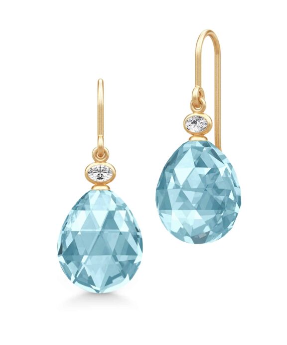 JULIE SANDLAU OFELIA ØRERINGE FORGYLDT SØLV MED ISBLÅ KRYSTAL - HKS780GDIBCRCZ