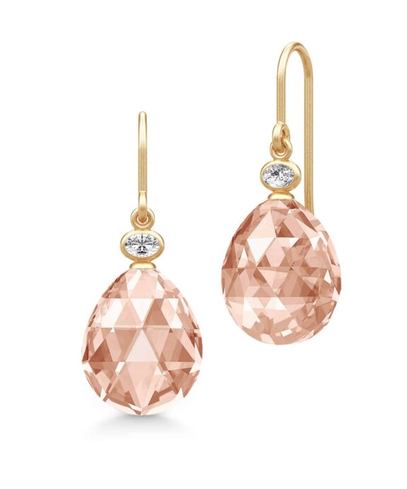 JULIE SANDLAU OFELIA ØRERINGE FORGYLDT SØLV MED PEACH MORGANIT - HKS780GDPEAMOCRCZ