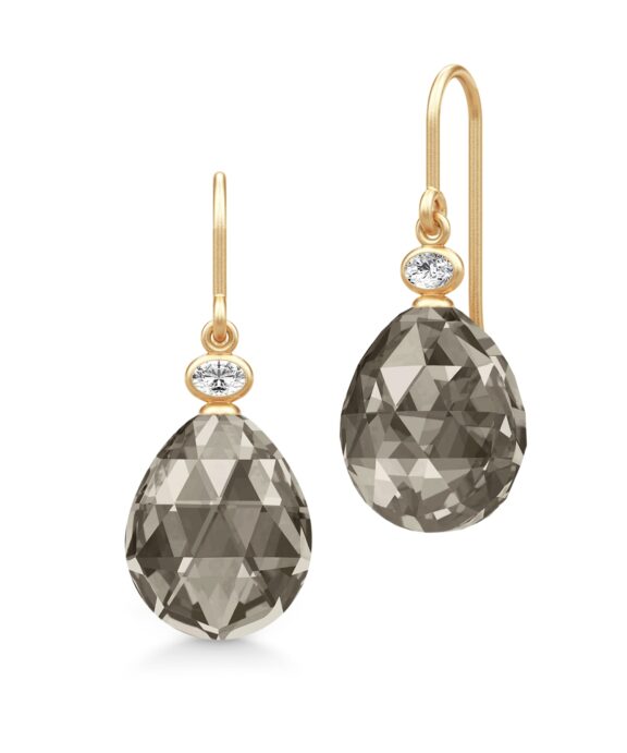 JULIE SANDLAU OFELIA ØRERINGE FORGYLDT SØLV MED SMOKEY KRYSTAL - HKS780GDSMCRCZ