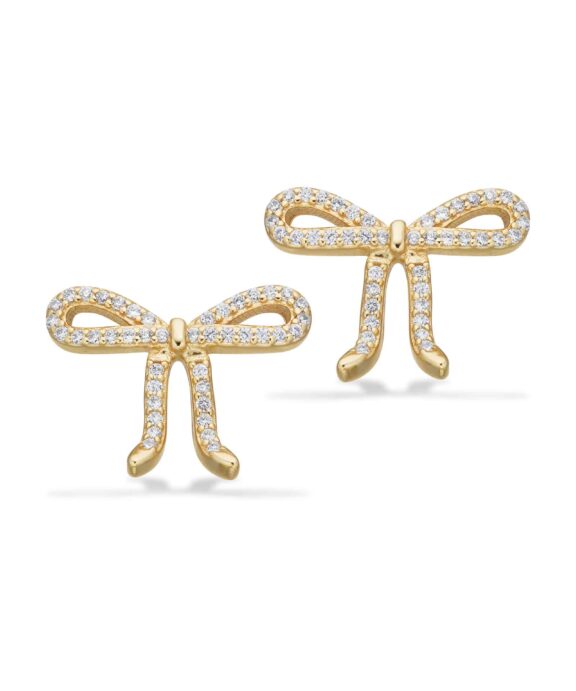 SCROUPLES SLØJFE ØRERINGE FORGYLDT SØLV MED ZIRKONIA STEN - 163142