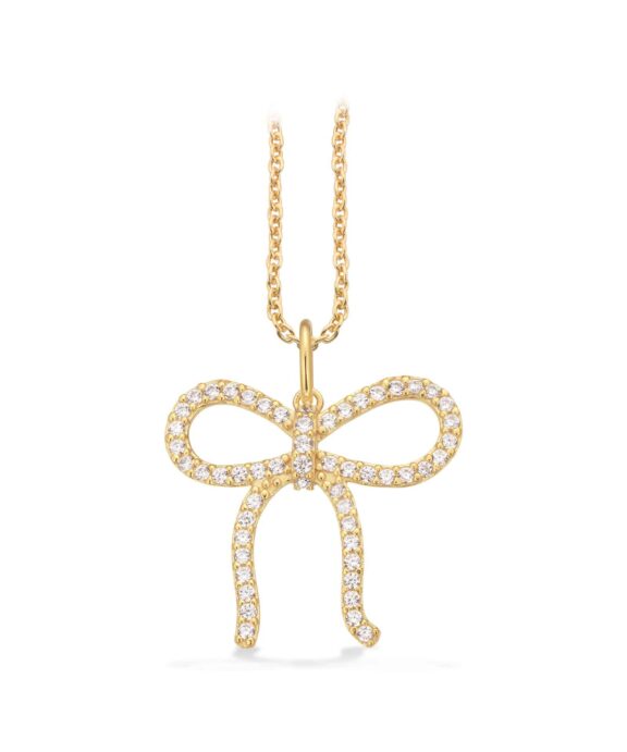 SCROUPLES SLØJFE HALSKÆDE FORGYLDT SØLV MED ZIRKONIA STEN - 240442