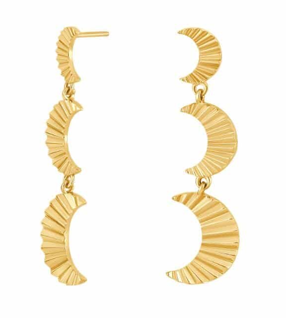 NORDAHL JEWELLERY ACTOR PLISSÉ ØRERINGE SØLV FORGYLDT MÅNE - 30260405900