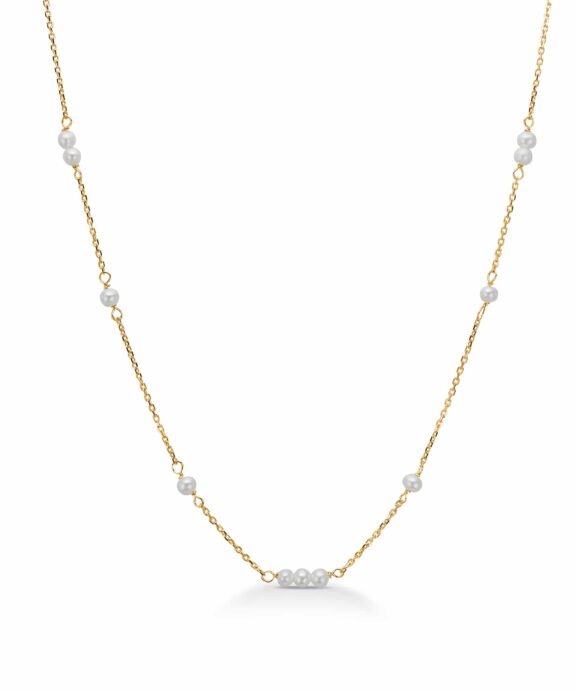 MADS Z BIANCA HALSKÆDE 8 KARAT GULD MED PERLER - 3323183