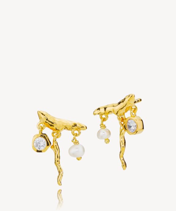 SISTIE ROSA ØRERINGE FORGYLDT SØLV MED PERLE - Z1255GS