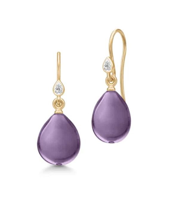 JULIE SANDLAU BALLERINA ØRERINGE FORGYLDT SØLV MED LILLA KRYSTAL - HKS548GDATCRCZ