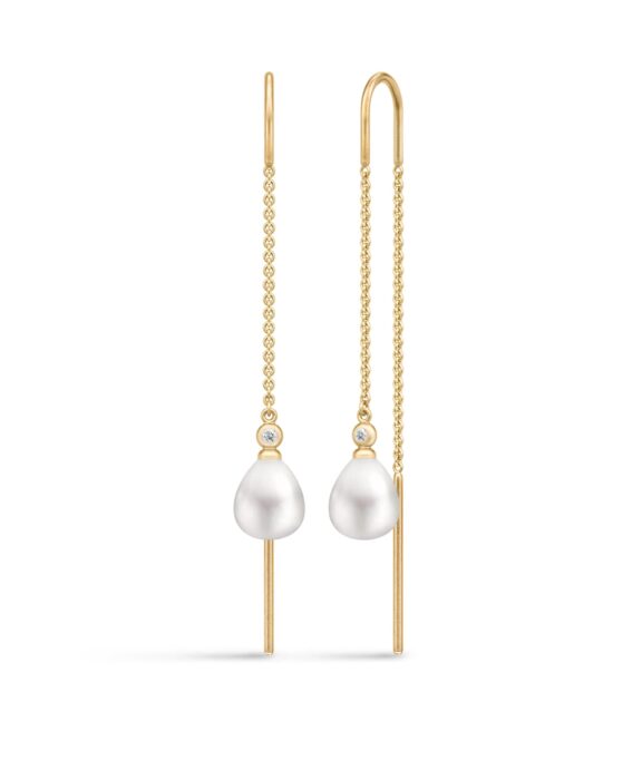 JULIE SANDLAU TASHA CHAIN ØRERINGE FORGYLDT SØLV MED PERLE - HKS704GDWHPLCZ