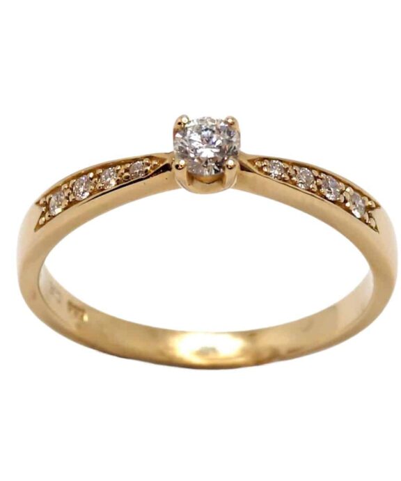 CHRISTOFFERSEN JEWELLERY RING 14 KARAT GULD MED BRILLANTER  - 5001150