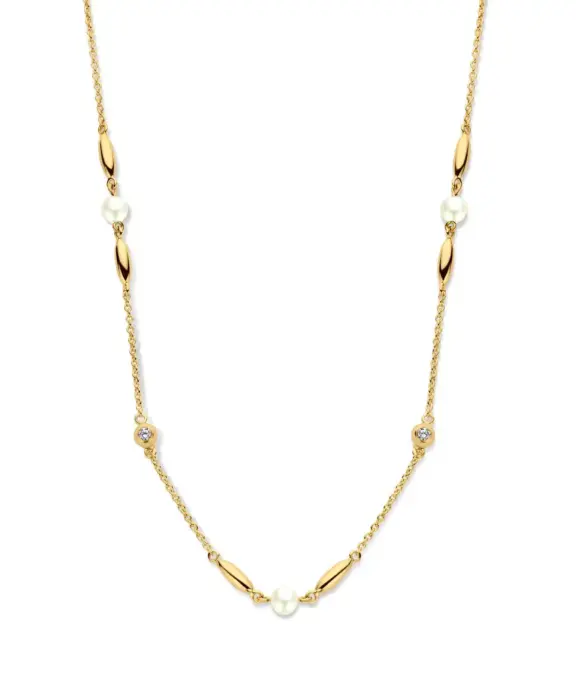 SPIRIT ICONS ‘CORNELIA’ FORGYLDT SØLV HALSKÆDE MED PERLER OG STENE - 11032-45