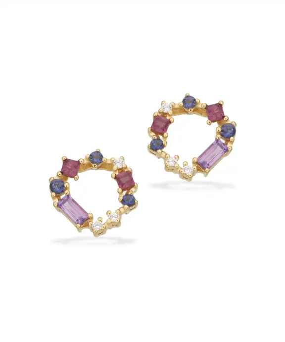 SCROUPLES ØRERING SØLV FORGYLDT MED FARVEDE ZIRKONIA - 163032